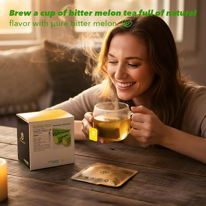 Soilmount - Bitter Melon Tea - |Ku Gua|苦瓜|여주| - Pure Herbal Tea - Natural, Organic, Non-GMO, Clean Ingredients, Caffeine Free (18 Tea Bags, Box 1)