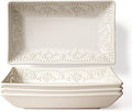 Artena 8.25" Ceramic Rectangle Plates Set of 4 - Deep Lipped Edges, Appetizer Salad Sushi Pasta Dessert Plates, Microwave/Oven Safe, Cute Kitchen Dinner Restaurant Serving Dishes (Damask Floral)