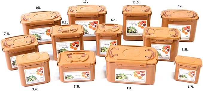 e-jen Premium Kimchi, Sauerkraut Container Probiotic Fermentation with Inner Vacuum Lid (Earthenware Brown, 2.2 gal/ 8.5L)