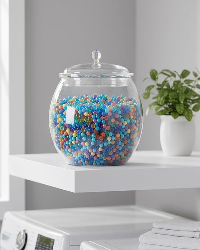 Rocutus Candy & Cookie Jar with Airtight Lid, Plastic Candy Jar Cookie Jar Jar for Pantry Organization, Sugar, Flour, Pasta, Dog Treats, Clear Food Storage Canister & Home Decoration (1 Gallon)