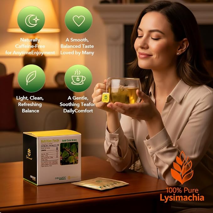 Soilmount - Lysimachia Tea - |Gold Coin Grass|Kidney Health|jinqiancao|金錢草/금전초| - Pure Herbal Tea - Natural, Organic, Non-GMO, Clean Ingredients, Caffeine Free (18 Tea Bags, Box 1)