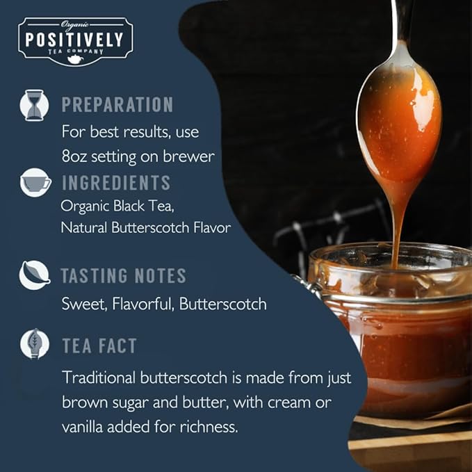 Organic Positively Tea Company, Butterscotch Black Tea, K-Cup Compatible, 96 Pods