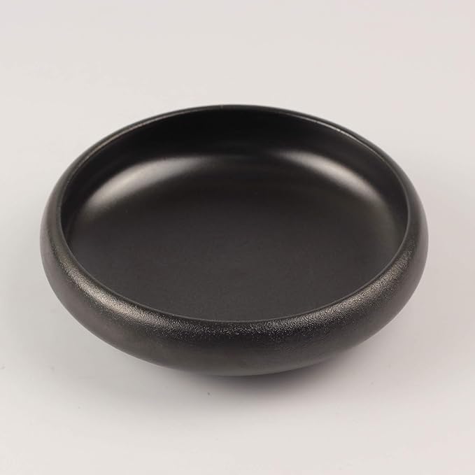 Uaral Japanese Salad Plate,8 Inch Black Plates and Bowls Set,Stoneware Pasta Bowl Set of 2,20 oz(Texture Matte Black)