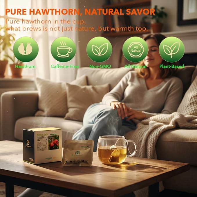 Soilmount - Hawthorn Berry Tea - |山楂|shan zha| - Pure Herbal Tea - Natural, Organic, Non-GMO, Clean Ingredients, Caffeine Free (18 Tea Bags, Box 1)