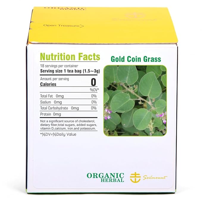 Soilmount - Lysimachia Tea - |Gold Coin Grass|Kidney Health|jinqiancao|金錢草/금전초| - Pure Herbal Tea - Natural, Organic, Non-GMO, Clean Ingredients, Caffeine Free (18 Tea Bags, Box 1)