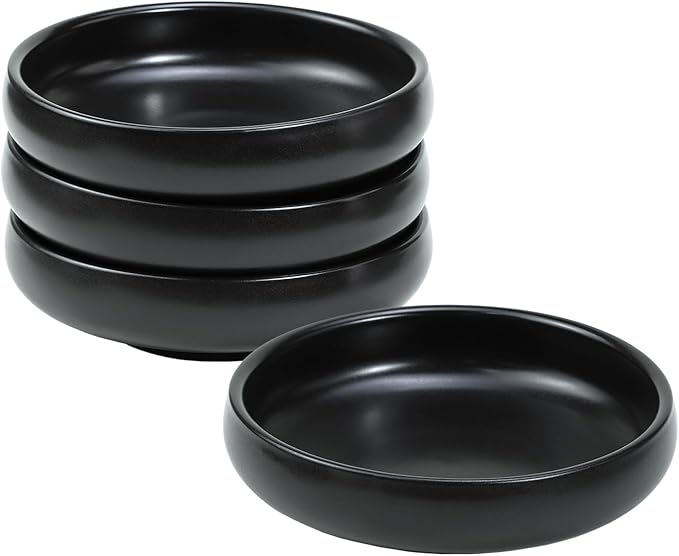 Gaolinci Creative Zen Ceramic Plate, Round Smooth Glazed Side Dish Snack Dish Pickle Dish (Set Of 4)