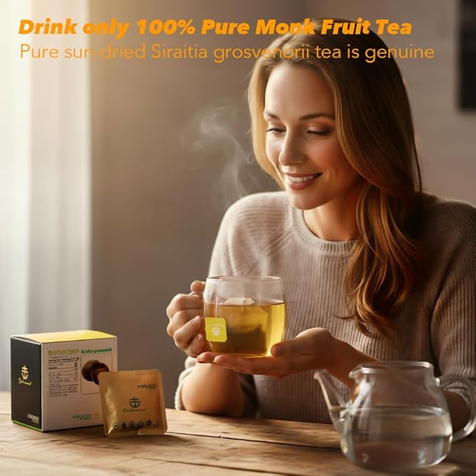 Soilmount - Monk Fruit Tea - |Siraitia Grosvenorii Tea|luo han guo|罗汉果| - Pure Herbal Tea - Natural, Organic, Non-GMO, Clean Ingredients, Caffeine Free (18 Tea Bags, Box 1)