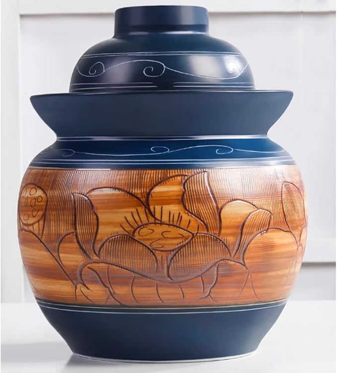 Kimchi Jar Ceramic Pickle Jar with Lids,Sourdough Crock with Lid,Kimchi Containers,Fermentation Jars Ceramic Pots, Sealed Fermentation Jars with Lids, -1.5Kg