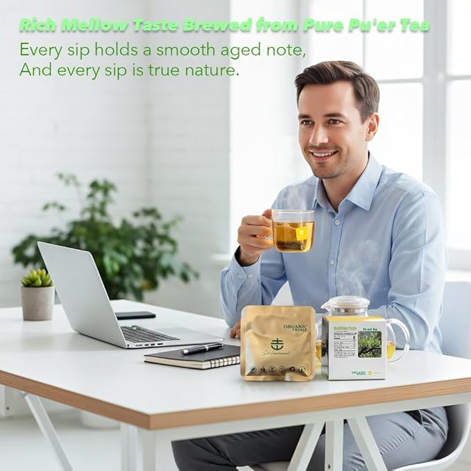 Soilmount Shou Pu-erh Tea - Traditional Chinese Tea | Box of 18 Individually Wrapped Tea Bags | Rich Aroma & Unique Flavor | Convenient Brewing