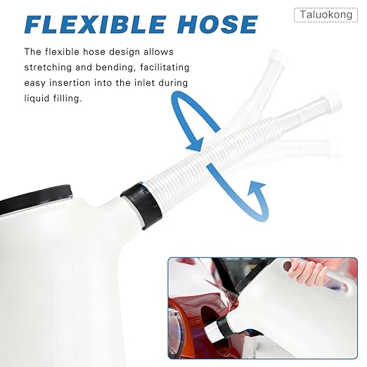5 Quart Oil Jug with Spout Motor Oil Dispenser Oil Measuring Container Automotive Funnels Set Translucent Plastic 2 Pack