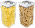 Oggi Airtight Clear Fluted Canister Set of 2 - Stackable Food Storage Containers with Lids, Vintage Modern Farmhouse Style, Kitchen Counter & Pantry Organization, Size - 2 x 88 fl oz / 2.6 Lt
