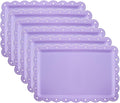 Set of 6 Plastic Serving Trays Food Tray - 14" x 9" Rectangle Serving Platter for Party Cafeteria Kitchen Restaurant , Small Flat Trays for Dessert Fruit Cookie Snack (6, Purple)