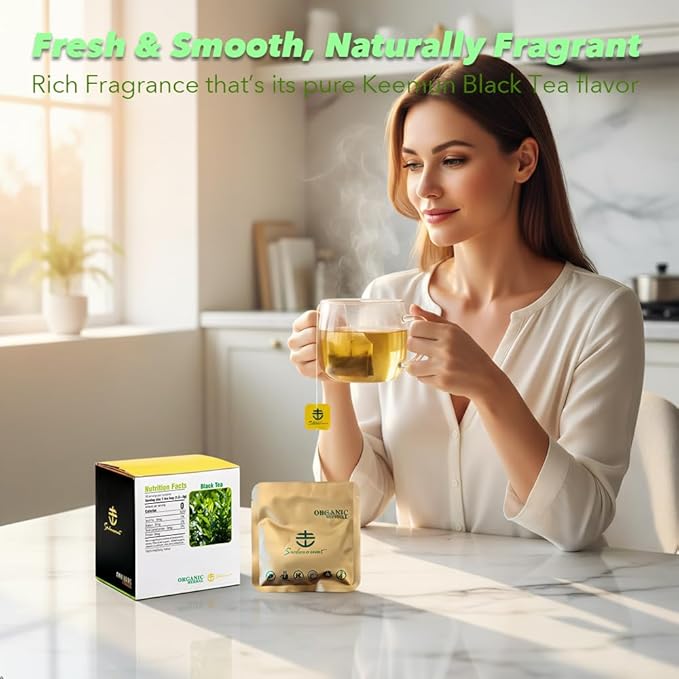 Soilmount - Keemun Black Tea - Chinese Black Tea - Pure Herbal Tea - Natural, Organic, Non-GMO, Clean Ingredients, Caffeine Free (18 Tea Bags, Box 1)