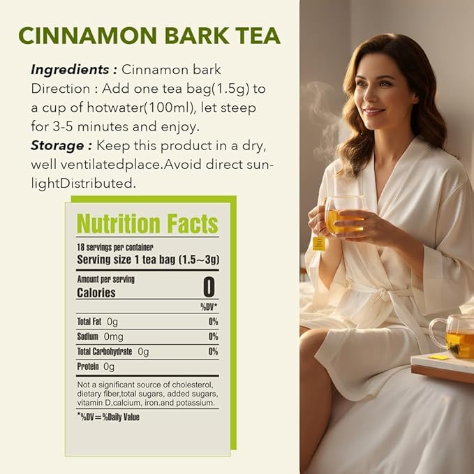 Soilmount Organic Cinnamon Tea Bags| Rou Gui – 18 Tea Bags per Box, Naturally Flavored, Promotes Health and Relaxation