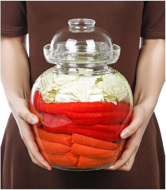 Glass Jar with Lid Pickle Jar, 1.5L Fermentation Jar Crock for Pickles Kimchi, Sauerkraut, Kombuch Vegetables Paocai Jar Pot, Thickning