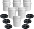 ePackageSupply 5 Gallon Bucket - Food Grade Bucket with Airtight Gamma Seal Screw-On Lid, BPA-Free, Heavy-Duty 90 Mil HDPE Plastic, Bulk Storage, Durable Container, Made in USA, White/Black, 6 Packs