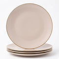 Rose Whisper Dinner Plates Set for 6 – 10.5-Inch Blush Bone China Dinnerware Set with Gold Rim – Perfect Serving Plate for Dessert, Appetizer, Salads