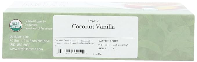 Davidson's Organics, Coconut Vanilla, 100-count Unwrapped Tea Bags