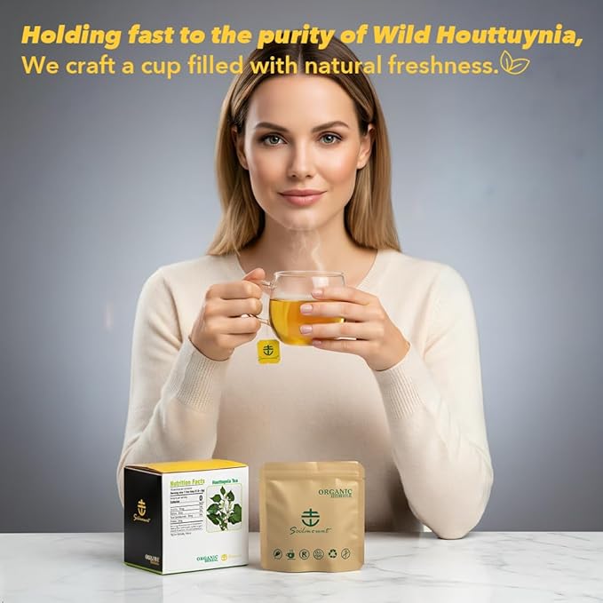 Soilmount - Houttuynia Cordata Tea - |Dokudami|Yuxingcao|鱼腥草|어성초| - Pure Herbal Tea - Natural, Organic, Non-GMO, Clean Ingredients, Caffeine Free (18 Tea Bags, Box 1)