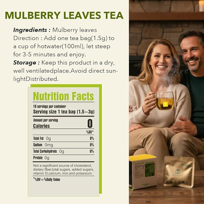 Soilmount - Mulberry leaf Tea - |sang ye|桑叶| - Pure Herbal Tea - Natural, Organic, Non-GMO, Clean Ingredients, Caffeine Free (18 Tea Bags, Box 1)