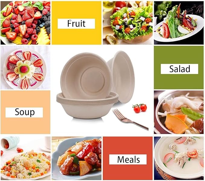 TOPtoper 25Oz 50Pack Large Paper Bowls, Disposable Bowls Bulk Leakproof and Microwave Safe for Hot or Cold Use (25 OZ)