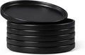 E-far 7.9 Inch Ceramic Dinner Plates, 6-Piece Stoneware Salad Plates with Raised Edges, Chip & Scratch Resistant | Microwave & Dishwasher Safe Dessert Dishes for Appetizer Salad, Matte Black