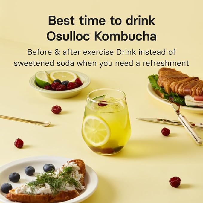 OSULLOC Kombucha Tea Calamango (Calamansi & Mango Blending), Sparkling Powdered Mix Beverage, No added sugar, 10 Sticks, 1.76oz
