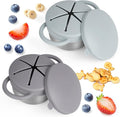 Daximo 2 Pack Snack Cups for Toddlers Spill Proof - Detachable Stainless Steel Toddler Snack Cups with Silicone Lids & Handles - Dishwasher Safe Baby Snack Containers (Matte Gray and Matte Green)
