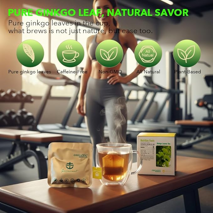 Soilmount - Ginkgo Leaf Tea |Ginkgo Biloba|Yin xin ye cha|Herbal Tea - 18 Tea Bags per Box, Naturally Refreshing, Ideal for Daily Enjoyment