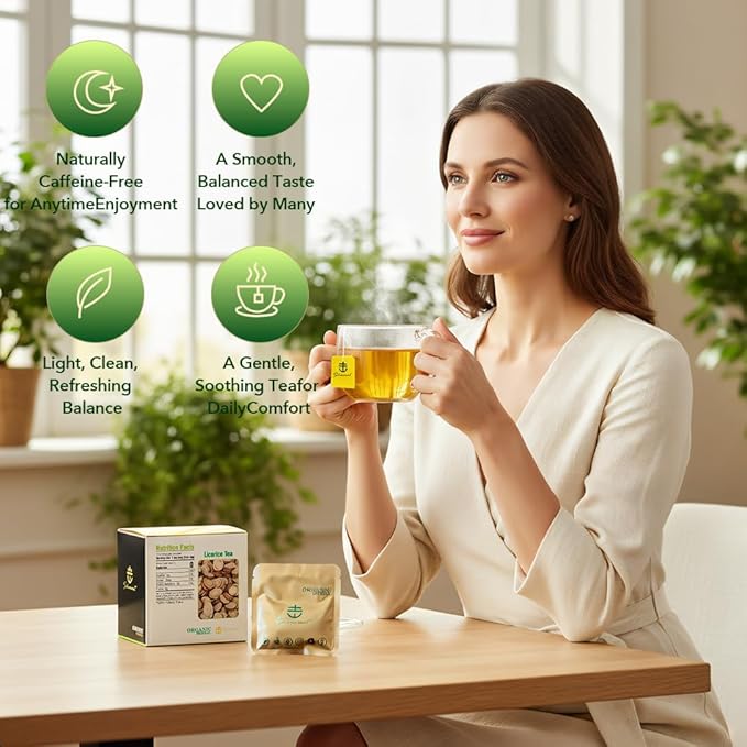 Soilmount Licorice Tea (Gan Cao/甘草)| Natural Herbal Drink | 18 Bags per Box, Soothing & Relaxing, Perfect for Daily Enjoyment