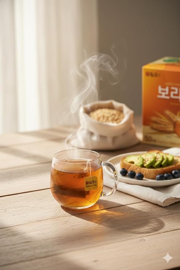 Damtuh Korean Barley Tea, Roasted Barley Tea Bags, Boricha Mugicha, Caffeine-Free, 50 Bags