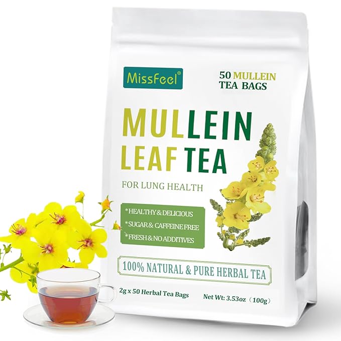 Mullein Leaf Tea, Mullein Leaf Tea Bags for Respiratory, Natural Mulleins Teas for Lung, Natural Herbal Teas, Caffeine-free, Sugar-free (Mullein Tea)