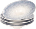 Soup Bowls, Soup Plates, 7.1 oz, Porcelain Pasta Bowl Set of 4, Wide edge Shallow Bowl Plates, Rimmed Bowls with Rim, Best choice for high-end restaurants and foodies,Azure blue 11.6 Inch