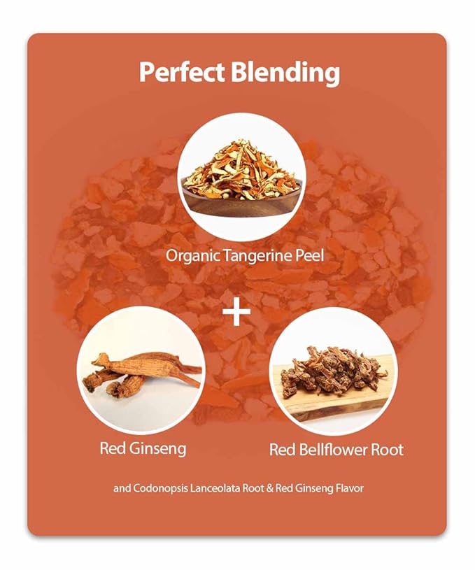 Ssanggye Red Ginseng Tangerine Peel Tea 1.5g x 20 Tea Bags Premium Herbal Tea Tangy Sweet Citrus Herb Blended Korean Oriental Daily Drink Made in Korea