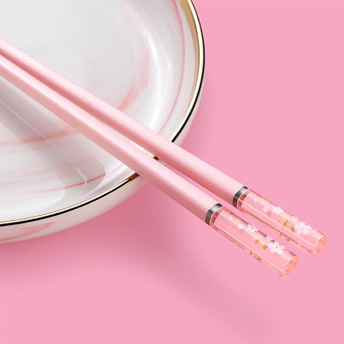 Chopsticks Reusable Dishwasher Safe, 9.57 inches Pink Non-slip Lightweight Fiberglass Chop Sticks, Asian Cuisine Japanese Chinese Chopstick Gift Set, 5 Pairs