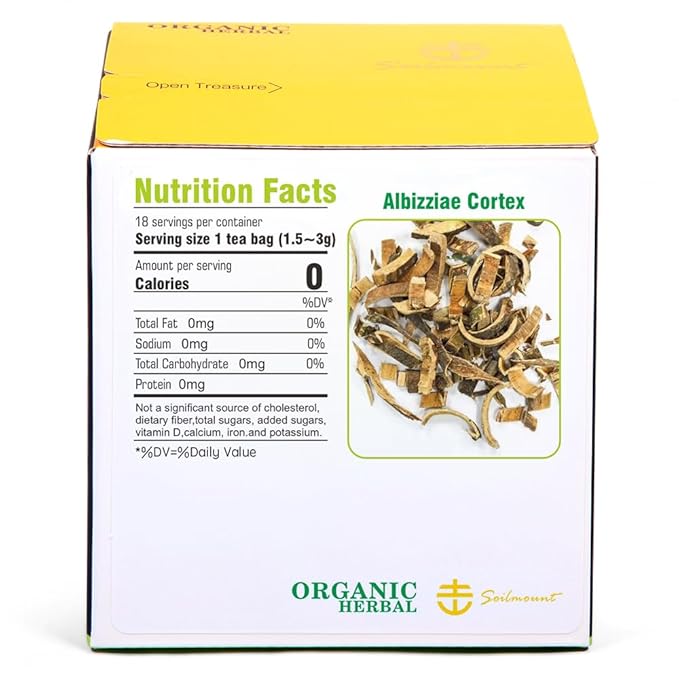 Soilmount - Albizziae Cortex Tea - |Mimosa Tree Bark|合欢皮|Hehuanpi|합환피| - Pure Herbal Tea - Natural, Organic, Non-GMO, Clean Ingredients, Caffeine Free (18 Tea Bags, Box 1)
