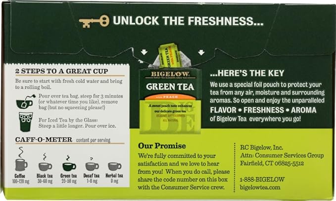 Bigelow Green Tea with Peach 20 ea (Pack of 2)