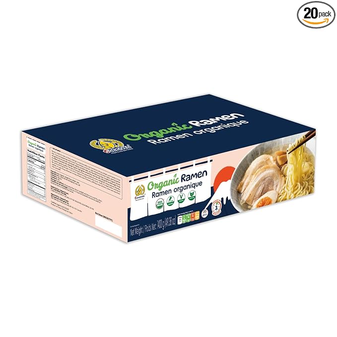 SUNGIVEN Organic Ramen Noodles Healthy Low Sodium Ready in 3 Minutes Non-Fried Instant No Additives or Preservatives 2.46 OZ (Pack of 20) 49.38 Oz