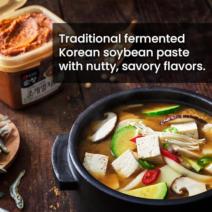 Chung Jung One O'Food Seafood Doenjang, Premium Korean Traditional Soybean Miso Paste Sauce, Naturally Fermented, Umami Flavor, Jjigae Soup Base, Chung Jung One (Anchovy & Shellfish, 450g)