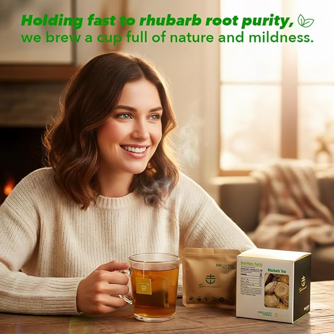 Soilmount - Rhubarb Tea - |Rhubarb Root|da huang|大黄| - Pure Herbal Tea - Natural, Organic, Non-GMO, Clean Ingredients, Caffeine Free (18 Tea Bags, Box 1)