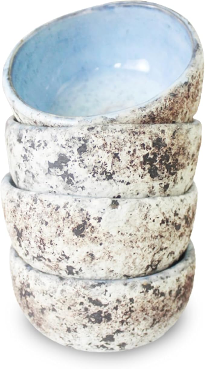 roro 3.5 Inch Handmade Coral Stoneware Sauce Bowls - Set of 4, Coastal-Inspired Ceramic Dipping Bowls, Rustic Small Serving Bowls for Condiments, Appetizers, and Sauces