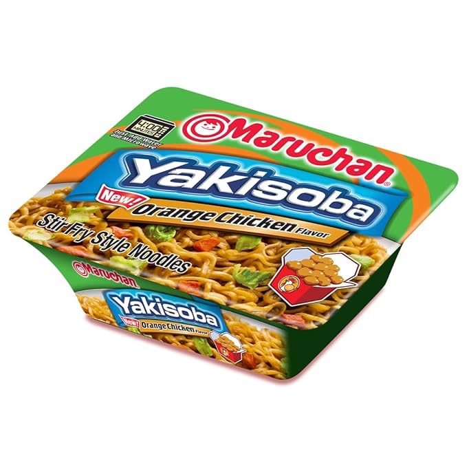 Maruchan Yakisoba, Orange Chicken Flavor – Stir-Fried Japanese Instant Ramen Noodles, High Protein Microwavable Meal – 4.23 Oz. (8 Pack)