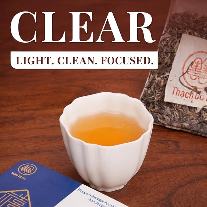 Pu-erh Tea Cake 36g | Brew Once, Drink All Day | Coffee Alternative for Work & Deep Focus | 6 Breakable Pieces, No Tools Needed | Raw (Sheng) Pu-erh Tea | Ancient Tree Tea from Vietnam | Chill Cham Clear
