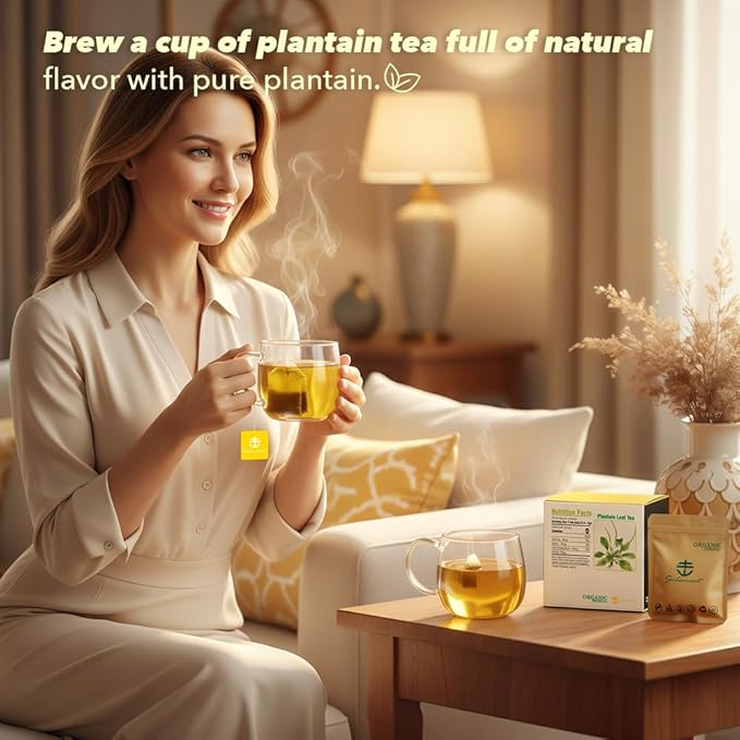 Soilmount - Plantain Leaf Tea - |Plantago Major|cheqiancao|车前草/질경이| - Pure Herbal Tea - Natural, Organic, Non-GMO, Clean Ingredients, Caffeine Free (18 Tea Bags, Box 1)