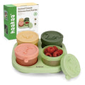 Haakaa Silicone Baby Food Containers, 4oz/120ml Baby Food Jars with Leakproof Lids and Tray, Freezer-Safe Food Storage for Purees & Snacks, 4 Pack,Spring Green Tray
