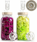 64oz Glass Fermentation Jar, 2L Glass Fermenting Jar with Dial Date Tracker Lids, Airlocks & Weights, Fermenting Kit for Sauerkraut, Pickling, Kombucha & Cider(2 Pack Jars Included）