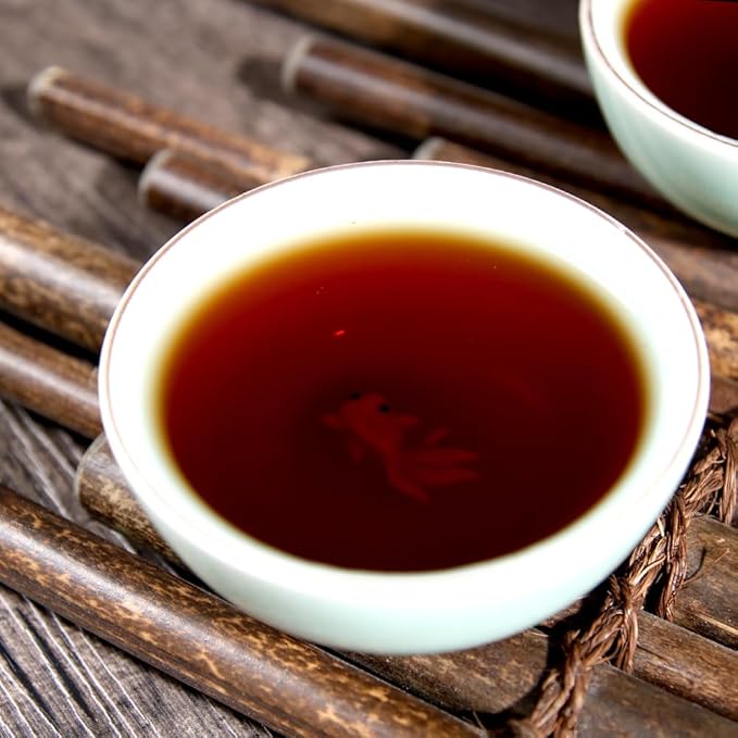 SANRAN Aged Pu'er Tea Cake, Chinese Yunnan Fermented Ripe Puer Tea (7.1oz/pack)