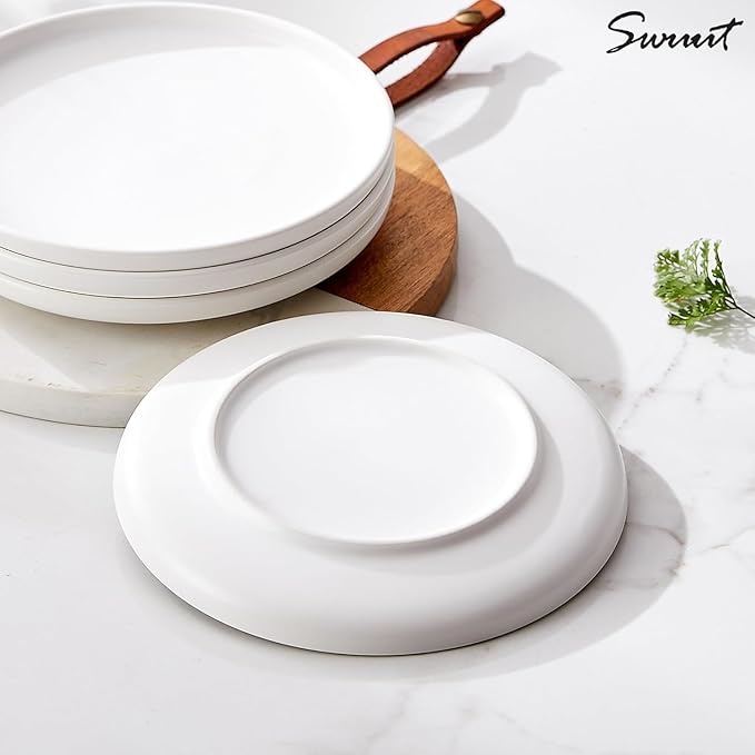 Matte Ceramic Appetizer Plates 6 Inch,Small Mini Dessert Plates Set of 4,Microwave and Oven Safe Snack,Bread,Butter Dessert,Pie,Cake Plates Cat Dishes(6 inch, White)