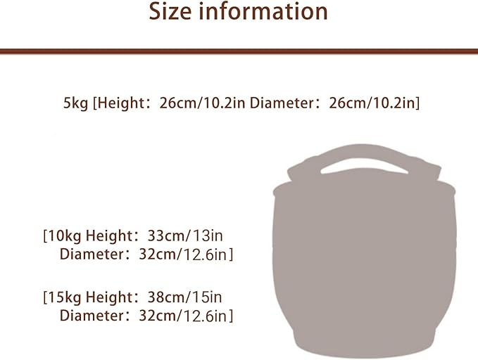 Large Capacity Food Rice Storage Jar with Lid Ceramic Airtight Rice Dispenser Pot Food Storage Container Kitchen Sealed Jar Grain rice Dispenser for Flour Soybeans(26x26cm/10.2x10.2in)