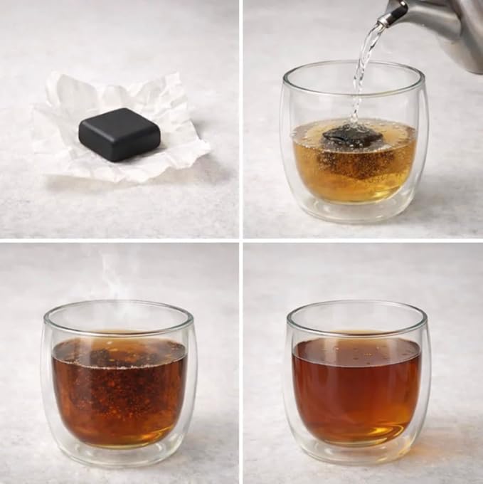 Pu-erh Shu Gold Tea Resin - Ripe Aged Puer Fermented Dark Tea from Yunnan | Premium Pu’er Tea Concentrate | 30 Individually Wrapped Pieces